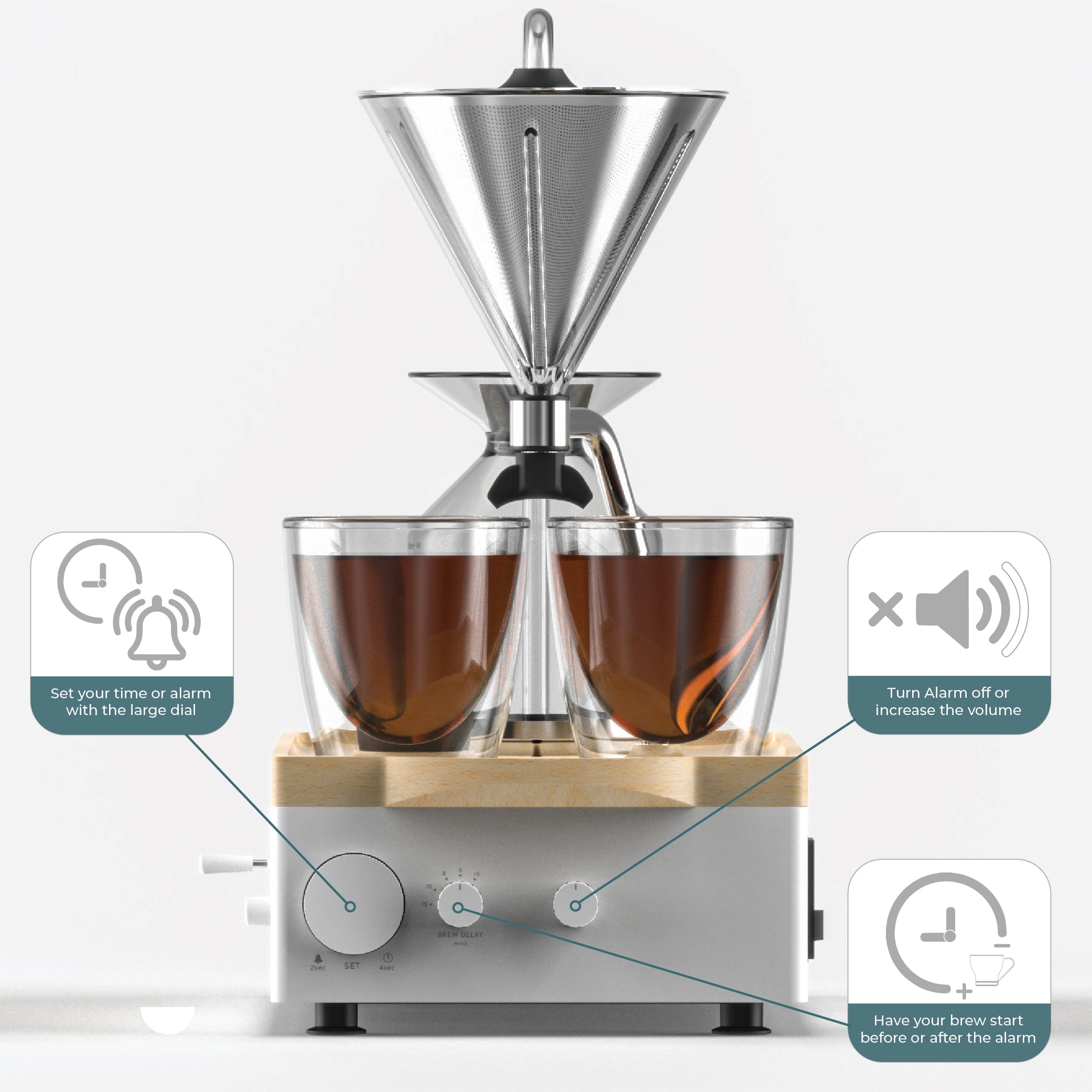 Barisieur™ Grande: Coffee & Tea Alarm Clock